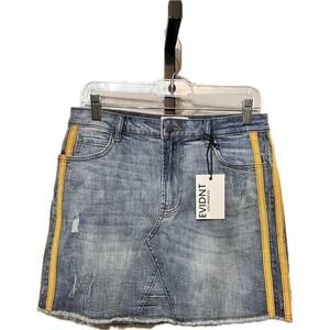 ☀️NWT Evidnt TrackTrim Mini Skirt Frayed Hem Denim Medium Wash Womens Size 30